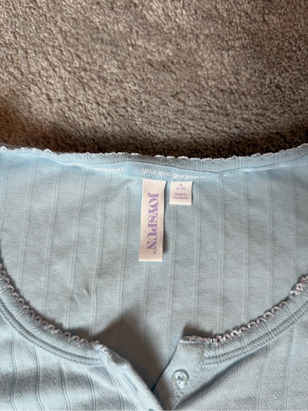 Light Blue Ribbed Short Sleeve Top - Picture 2 of 5